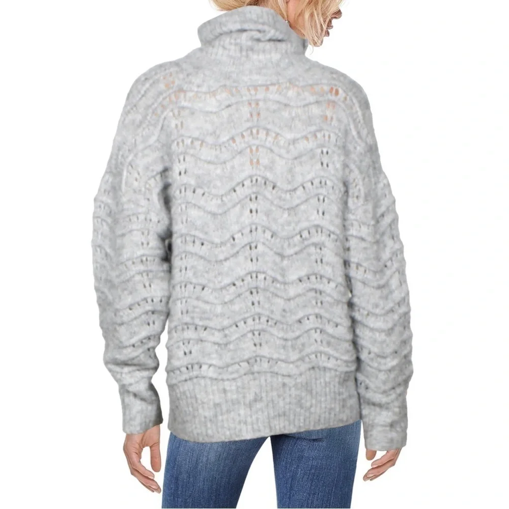 Stella + Lorenzo Womens Ziggy Cable Knit Cozy Turtleneck Sweater, Grey